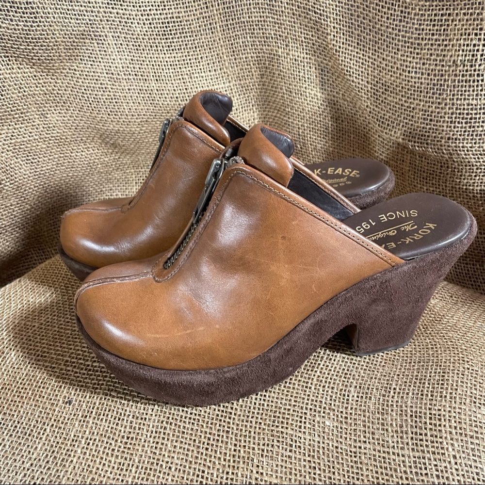 KORK-EASE Leather Suede Brown Wedge heel zipper